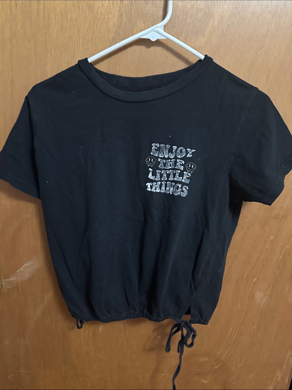 On Fire Black Graphic Drawstring Crop Tee